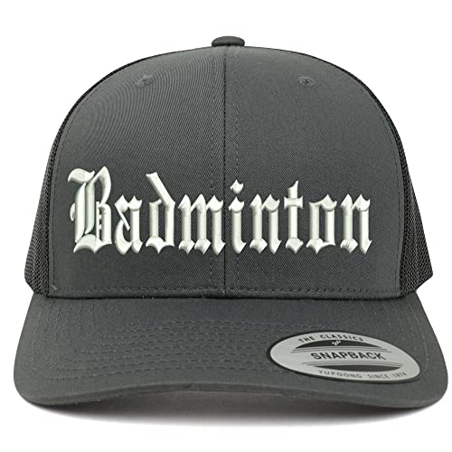 Trendy Apparel Shop Old English Badminton 6 Panel Trucker Mesh Cap