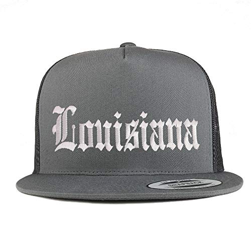 Trendy Apparel Shop Louisuana State Old English 5 Panel Flatbill Trucker Cap