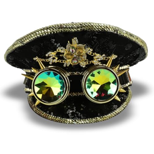 Trendy Apparel Shop Festival Party Sparkly Sequin Rhinestone Captain Hat