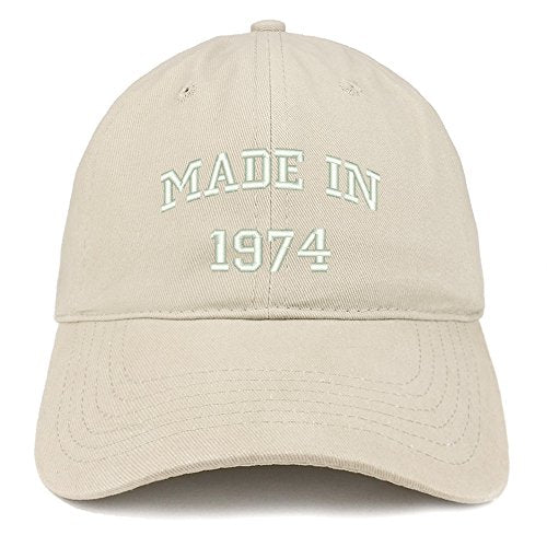 Trendy Apparel Shop Made in 1974 Text Embroidered 47th Birthday Brushed Cotton Cap