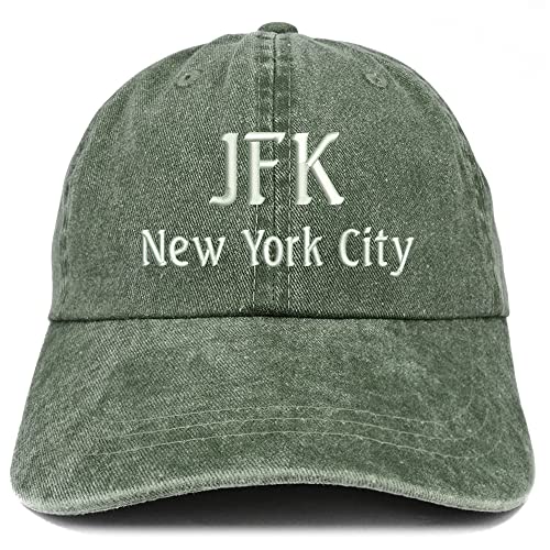 Trendy Apparel Shop JFK New York City Embroidered Pigment Dyed Washed Baseball Cap