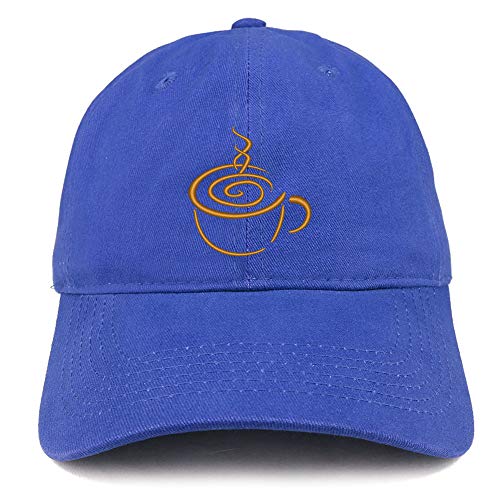 Trendy Apparel Shop Coffee Cup Embroidered Soft Crown 100% Brushed Cotton Cap