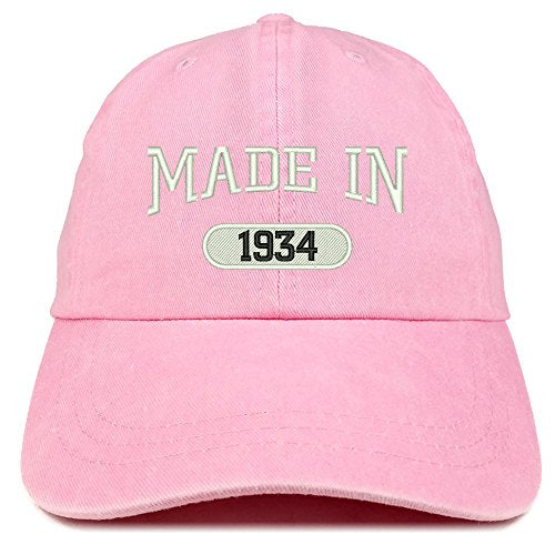 Trendy Apparel Shop Made in 1934 Embroidered 87th Birthday Washed Baseball Cap