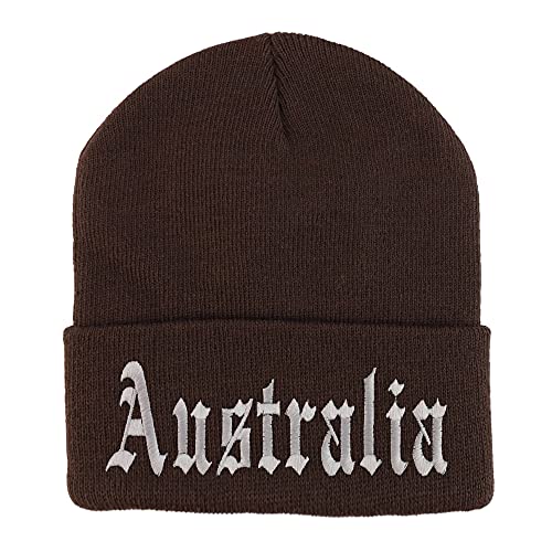 Trendy Apparel Shop Australia Old English Embroidered Long Cuff Beanie