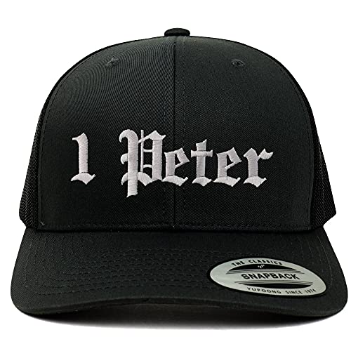Trendy Apparel Shop 1 Peter Old English 6 Panel Trucker Mesh Cap