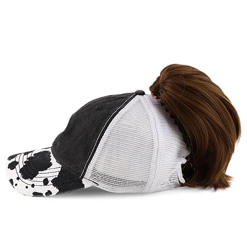 Trendy Apparel Shop Women's Animal Print Mesh Back Ponytail Baseball Cap
