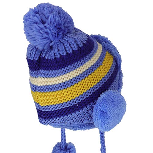 Trendy Apparel Shop Kid's Goggle Soft Fur Trimming Pom Knit Beanie Hat
