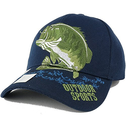 Trendy Apparel Shop Bass Fish Outdoor Sports Embroidered Adjustable Baseball Cap