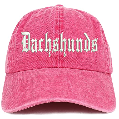 Trendy Apparel Shop Old English Dachshunds Washed Pigment Dyed Baseball Cap