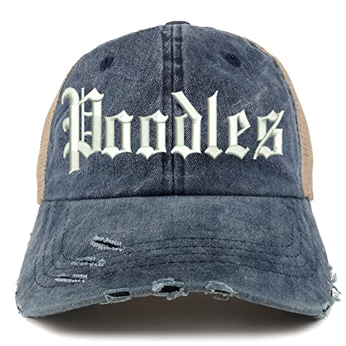 Trendy Apparel Shop Old English Poodles Frayed Bill Trucker Mesh Back Cap