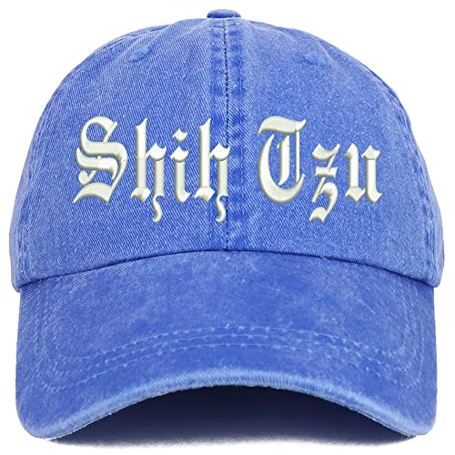 Trendy Apparel Shop Old English Shih Tzu Washed Pigment Dyed Baseball Cap