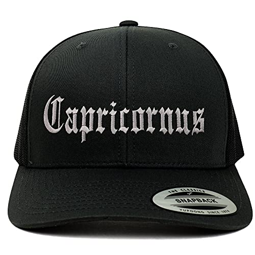 Trendy Apparel Shop Capricornus Old English 6 Panel Trucker Mesh Cap