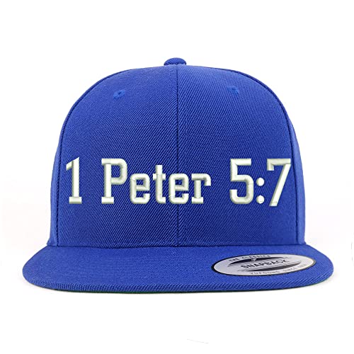 Trendy Apparel Shop 1 Peter 5:7 Embroidered Flatbill Snapback