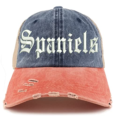 Trendy Apparel Shop Old English Spaniels Frayed Bill Trucker Mesh Back Cap