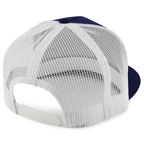 Trendy Apparel Shop Structured High Crown 5 Panel Round Flat Bill Trucker Cap