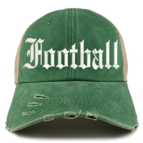 Trendy Apparel Shop Old English Football Frayed Bill Trucker Mesh Back Cap