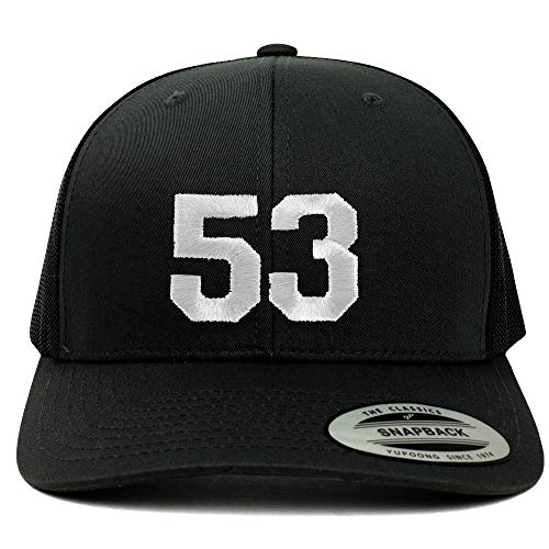 Trendy Apparel Shop Number 53 White Thread Embroidered Retro Trucker Mesh Cap