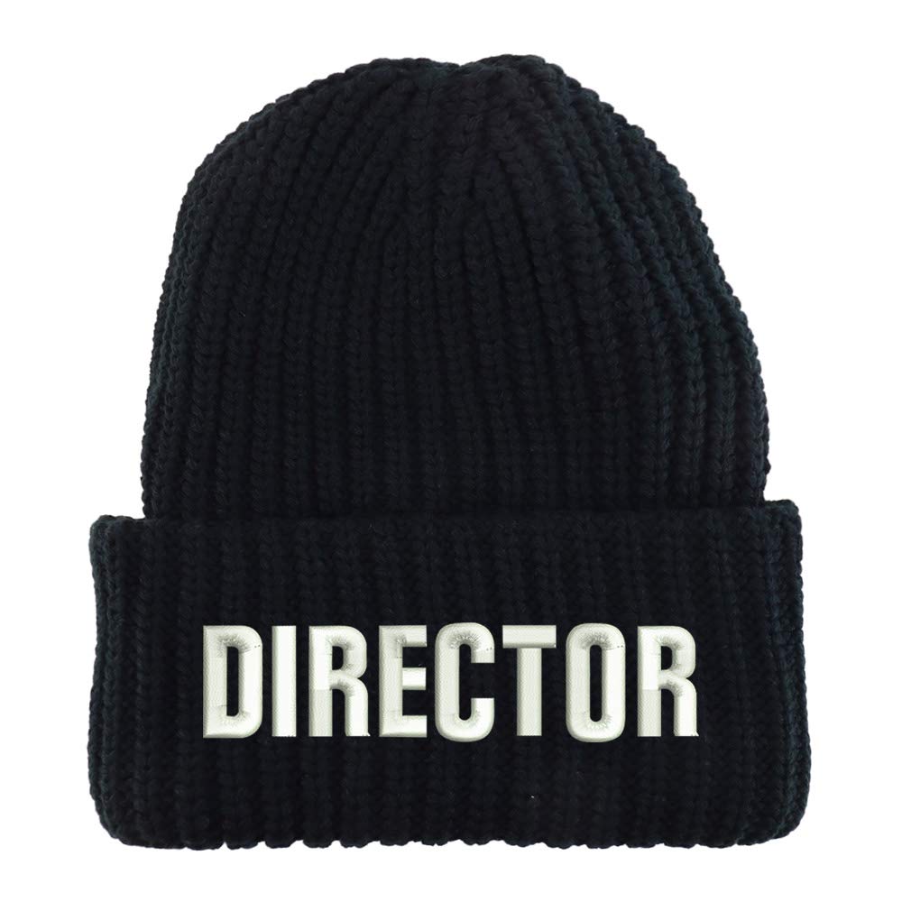 Trendy Apparel Shop Director Embroidered Long Cuffed Thick Ribbed Knit Beanie