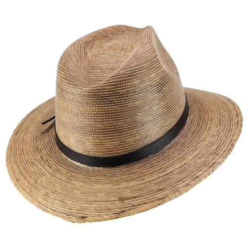 Trendy Apparel Shop Men's Plam Braid Fedora Hat with Leather Band