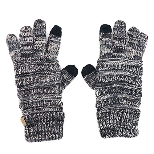 Trendy Apparel Shop Touchscreen Friendly Faux Leather Palm Patch Knit Gloves