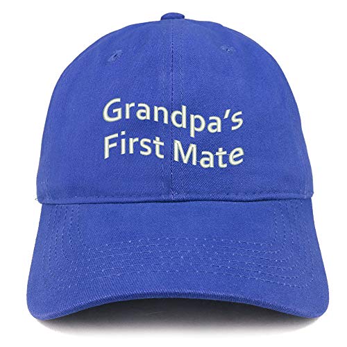 Trendy Apparel Shop Grandpa's First Mate Embroidered Soft Crown 100% Brushed Cotton Cap