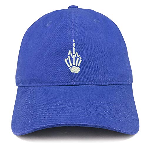 Trendy Apparel Shop Skeleton Middle Finger Embroidered Cotton Dad Hat
