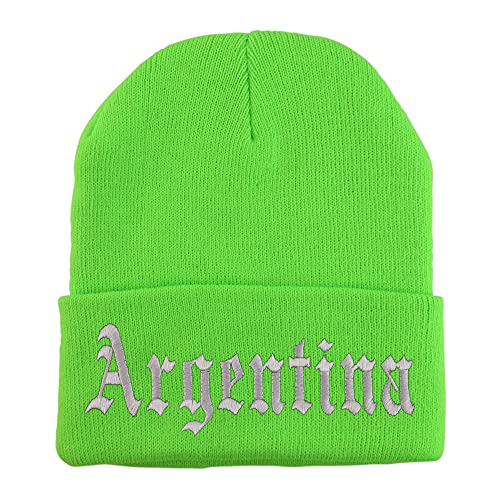 Trendy Apparel Shop Argentina Old English Embroidered Long Cuff Beanie