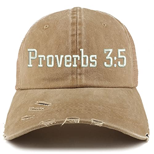 Trendy Apparel Shop Proverbs 3:5 Frayed Bill Trucker Mesh Back Cap