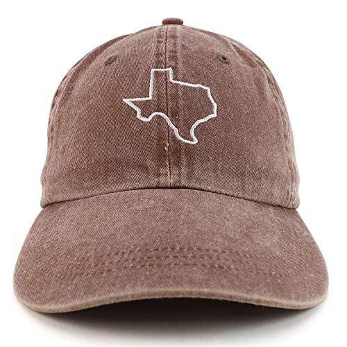 Trendy Apparel Shop Texas State Outline Embroidered Washed Cotton Adjustable Cap