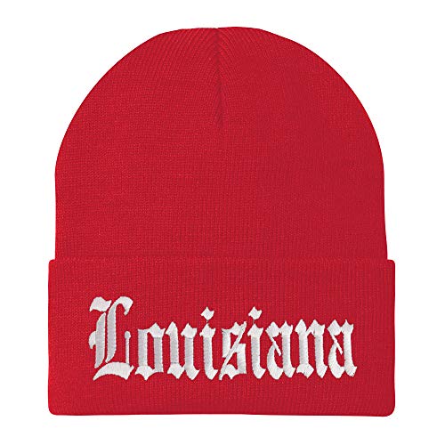 Trendy Apparel Shop Louisuana State Old English Embroidered Long Cuff Beanie