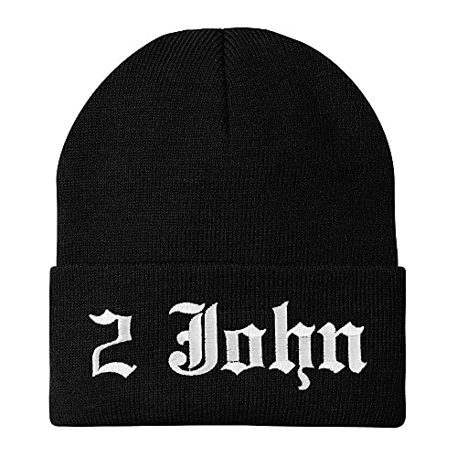 Trendy Apparel Shop 2 John Old English Embroidered Long Cuff Beanie