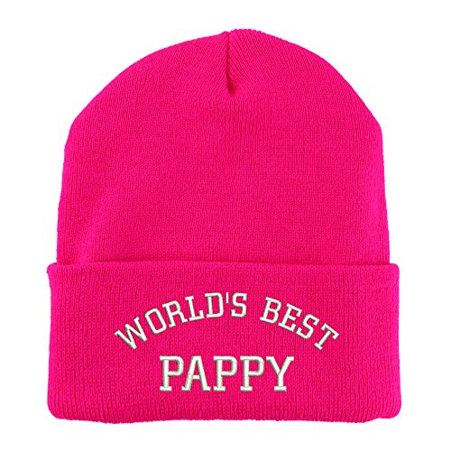 Trendy Apparel Shop World's Best Pappy Embroidered Made in USA Cuff Folded Acylic Knit Winter Beanie Hat