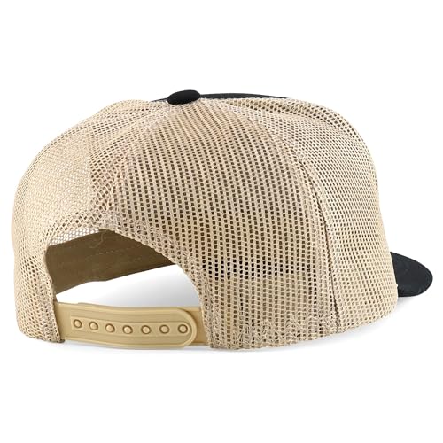 Trendy Apparel Shop Structured Flat Bill Camper Style Turcker Cap