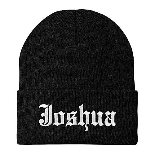 Trendy Apparel Shop Joshua Old English Embroidered Long Cuff Beanie