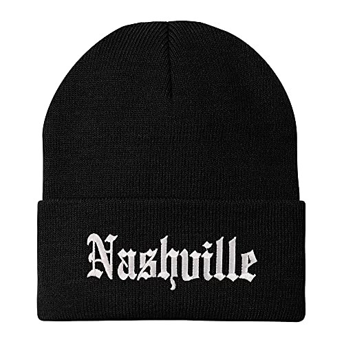 Trendy Apparel Shop Nashville Old English Embroidered Long Cuff Beanie