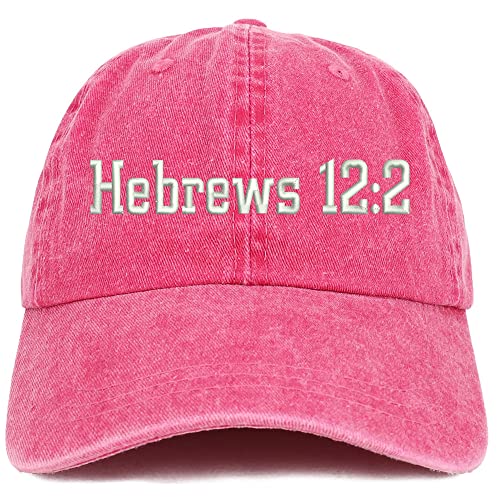 Trendy Apparel Shop Hebrews 12:2 Washed Pigment Dyed Baseball Cap
