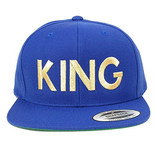 Trendy Apparel Shop Flexfit King Metallic Gold Embroidered Flat Bill Snapback Cap
