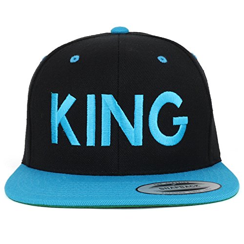 Trendy Apparel Shop King Embroidered Flat Bill 2-Tone Ball Cap