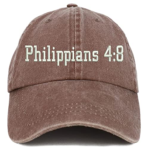 Trendy Apparel Shop Philippians 4:8 Washed Pigment Dyed Baseball Cap