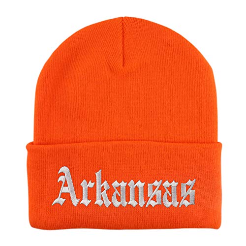Trendy Apparel Shop Arkansas State Old English Embroidered Long Cuff Beanie
