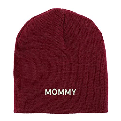 Trendy Apparel Shop Mommy Embroidered Made in USA Short Acrylic Knit Winter Beanie Hat