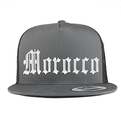 Trendy Apparel Shop Morocco Old English 5 Panel Flatbill Trucker Mesh Cap