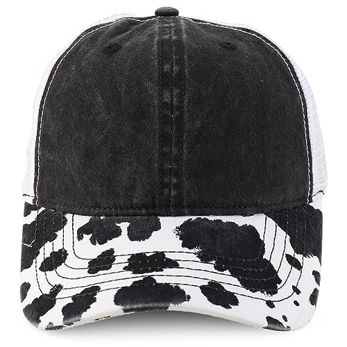 Trendy Apparel Shop Women's Animal Print Mesh Back Ponytail Baseball Cap