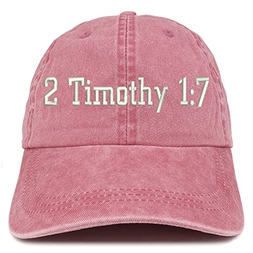 Trendy Apparel Shop 2 Timothy 1: 7 Washed Pigment Dyed Baseball Cap