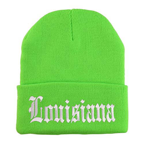 Trendy Apparel Shop Louisuana State Old English Embroidered Long Cuff Beanie