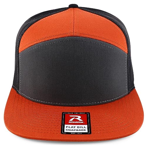 Trendy Apparel Shop Structured High Profile 7 Panel Flat Bill Mesh Back Snapback Cap