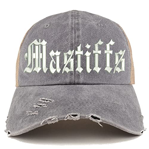 Trendy Apparel Shop Old English Mastiffs Frayed Bill Trucker Mesh Back Cap