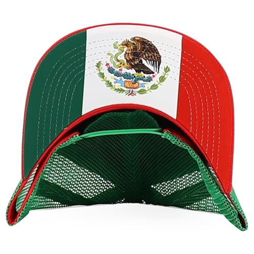 Trendy Apparel Shop 5 Panel Structured Trucker Cap with Mexico Flag Design Undervisor