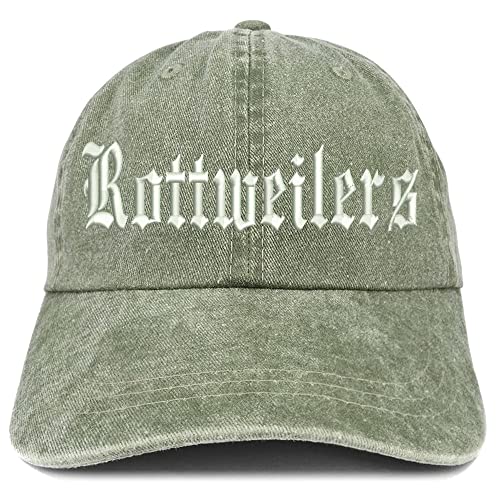 Trendy Apparel Shop Old English Rottweilers Washed Pigment Dyed Baseball Cap