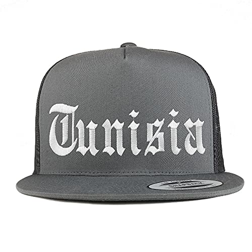 Trendy Apparel Shop Tunisia Old English 5 Panel Flatbill Trucker Cap